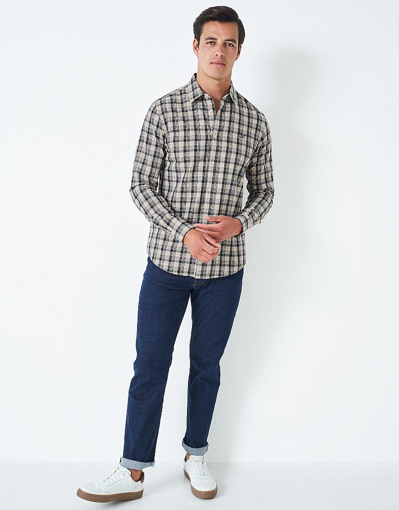 Crew Clothing Marl Brushed Fleece Check Shirt