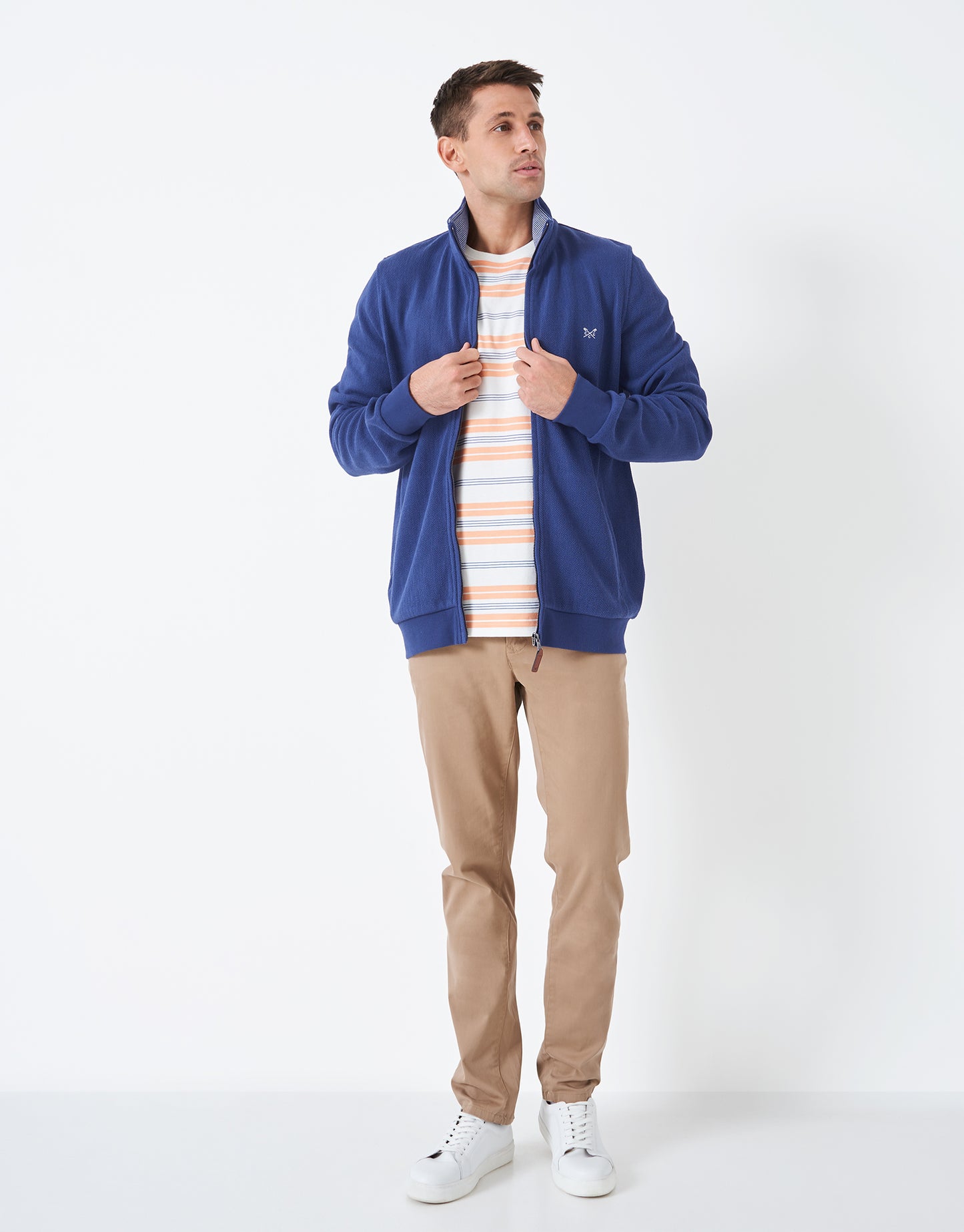 Crew Clothing Herringbone Zip Through Sweatshirt