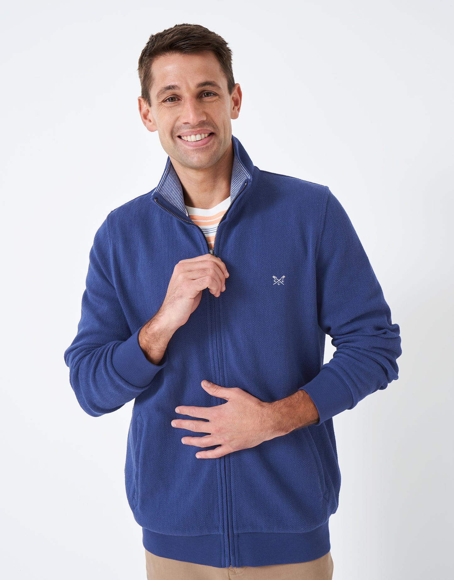 Crew Clothing Herringbone Zip Through Sweatshirt