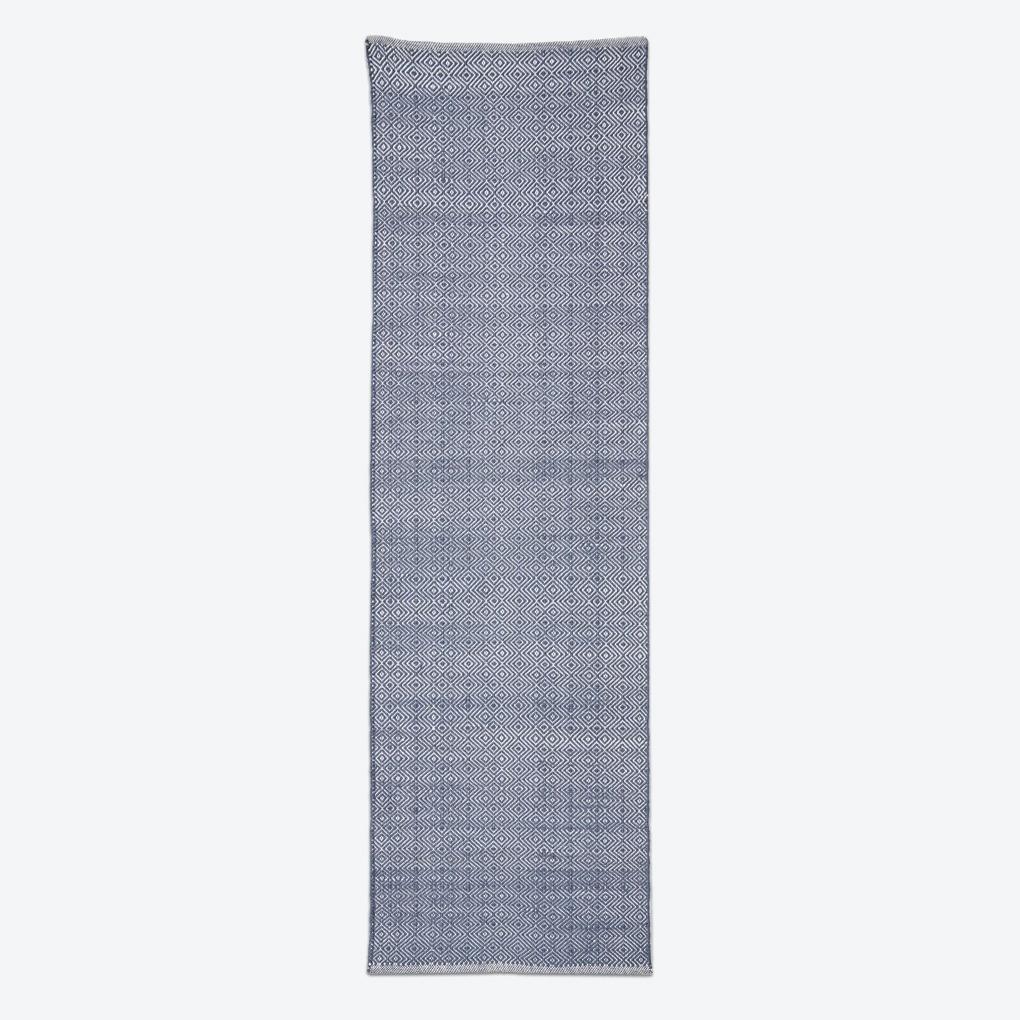 Weaver Green Navy Diamond Runner Rug 240 x 70cm