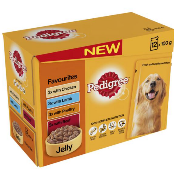 Pedigree Pouch Adult Favourites In Jelly 12x100g