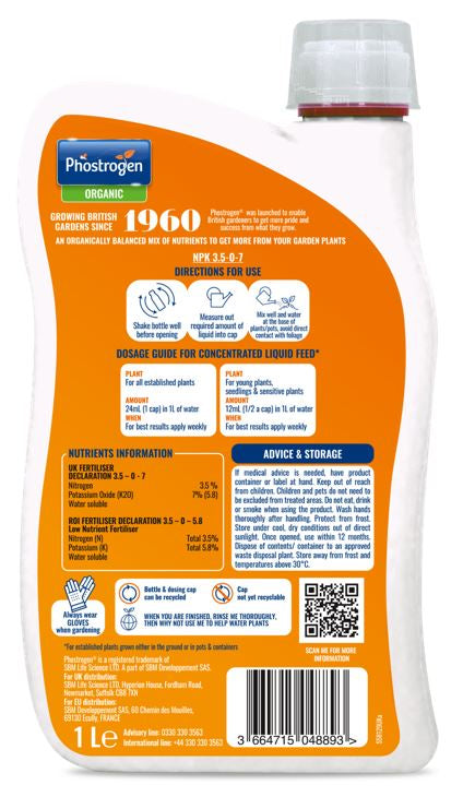 Phostrogen Organic All Purpose Liquid Plant Food 1L