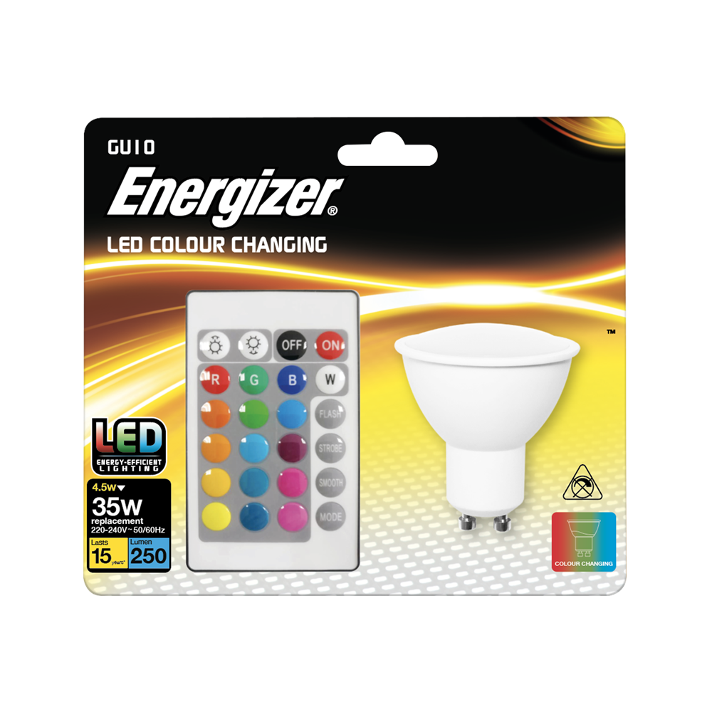 Energizer S14544 Colour Changing GU10 LED RGB+W w/ Remote Control