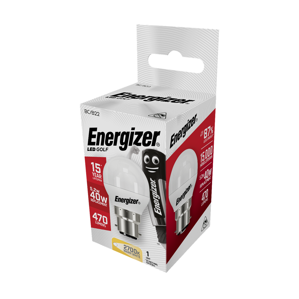 Energizer LED Golf BC/B22 Warm White 470lm 40W