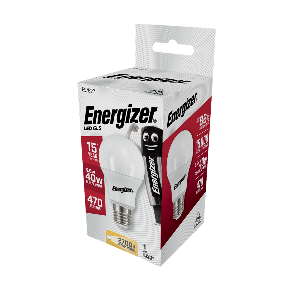 Energizer LED GLS Opal ES/E27 Warm White 470lm 40W