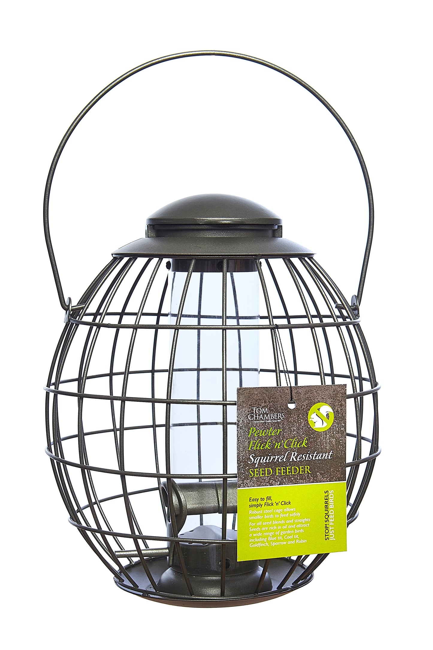 Tom Chambers Pewter Flick ‘n’ Click Squirrel Resistant Seed Feeder