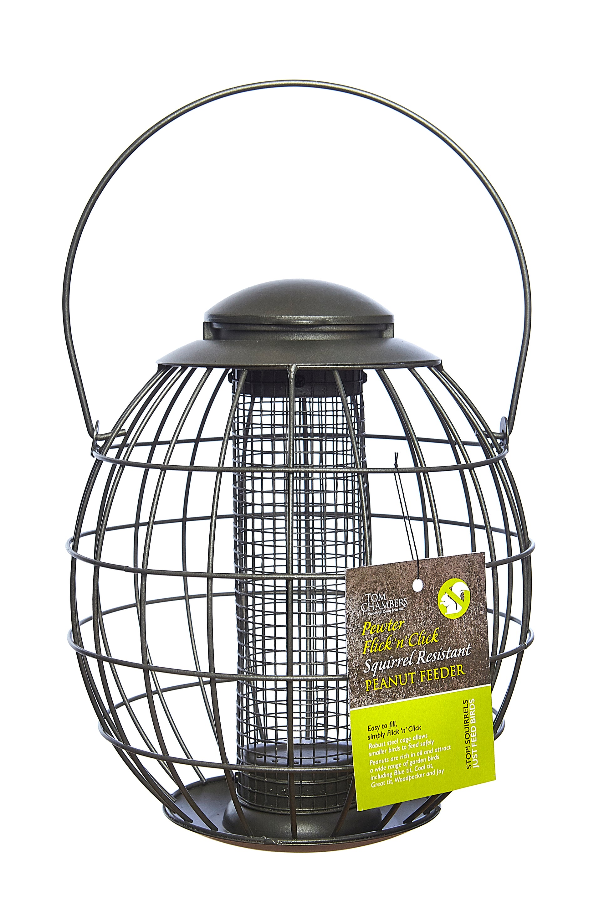 Tom Chambers Pewter Flick ‘n’ Click Squirrel Resistant Peanut Feeder