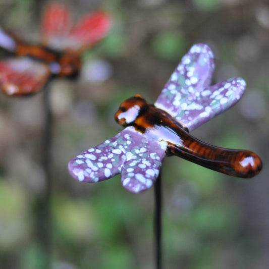 Honey & Wild Ceramic Purple Dragonfly Pot Stake