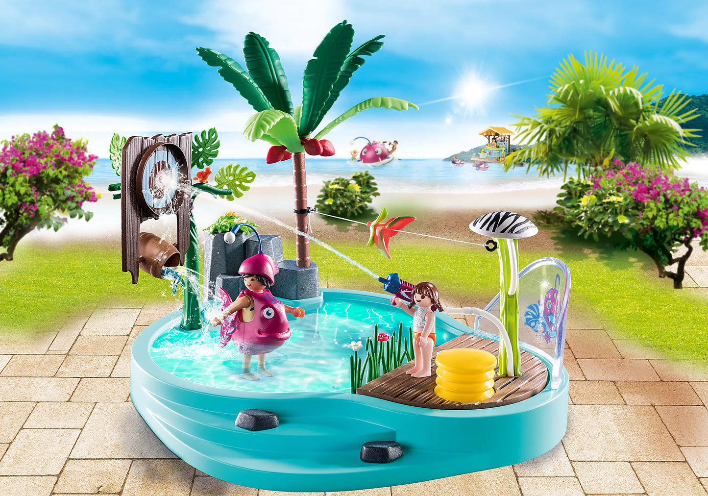 Playmobil water park with slides playset shop