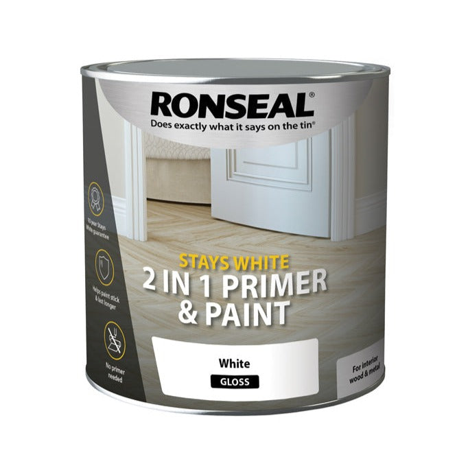 Ronseal Stays White 2-in-1 Primer & Paint Gloss