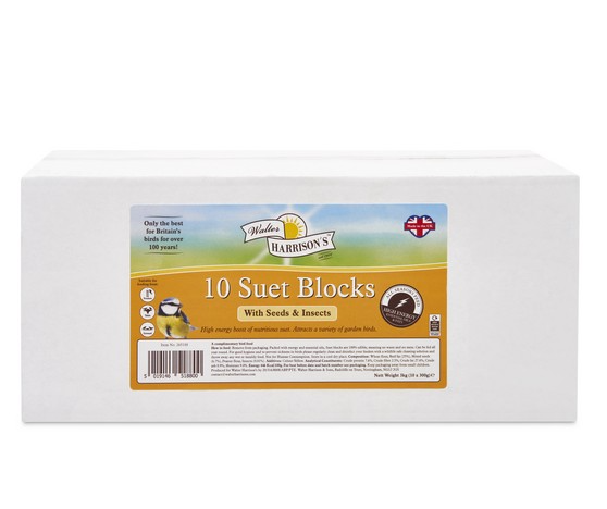 Harrisons Suet Block With Seeds & Insects Box 10x300g