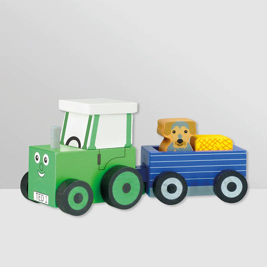 Tractor Ted & Trailer Wooden Toy