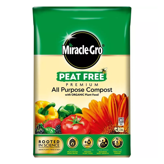 Miracle-Gro Peat Free Premium All Purpose Compost with Organic Plant Food 40L