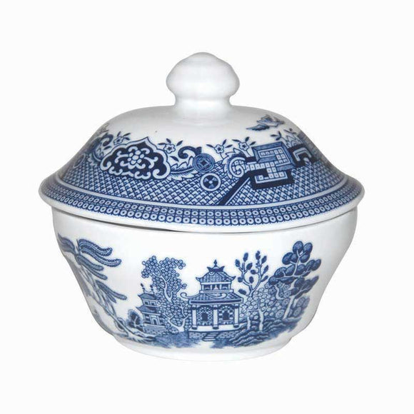 Queens by Churchill Blue Willow Covered Sugar Bowl Churchill China