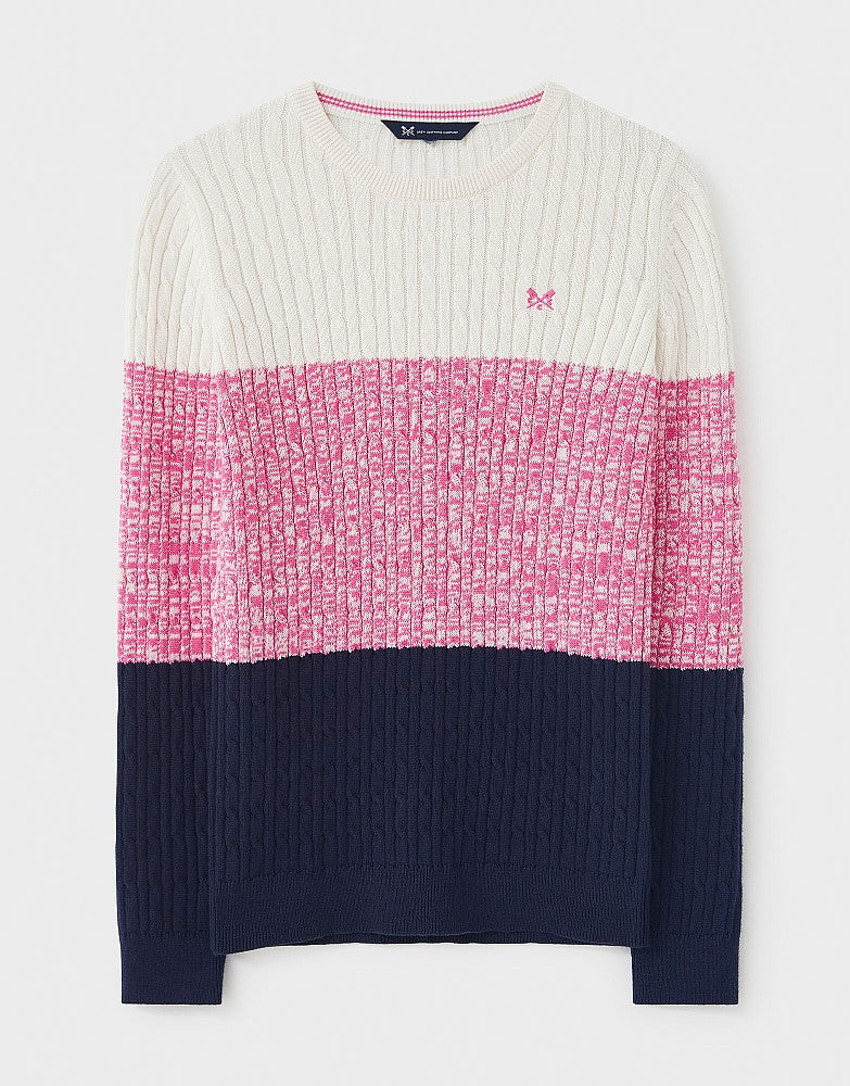 Crew Clothing Heritage Cable Colour Block Jumper