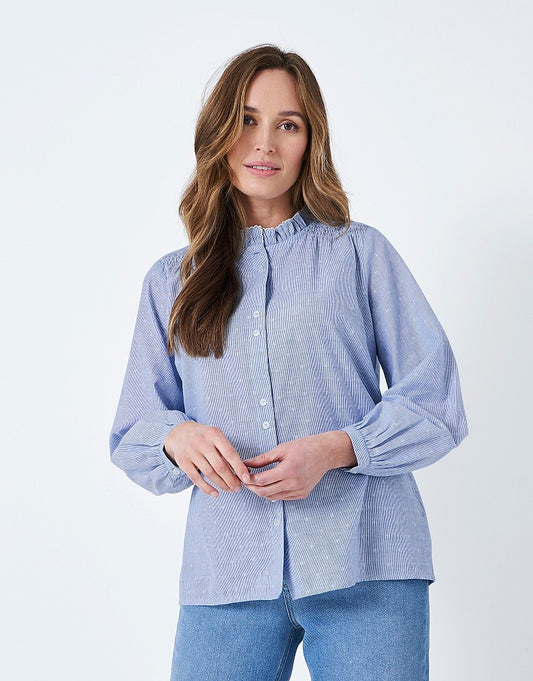 Crew Clothing Ines Blue Stripe Blouse