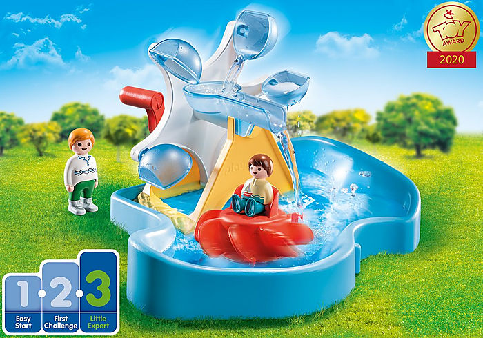 PLAYMOBIL 1.2.3 Aqua Water Wheel Carousel - Splash Play Toy For Toddlers 18 Months To 4 Years