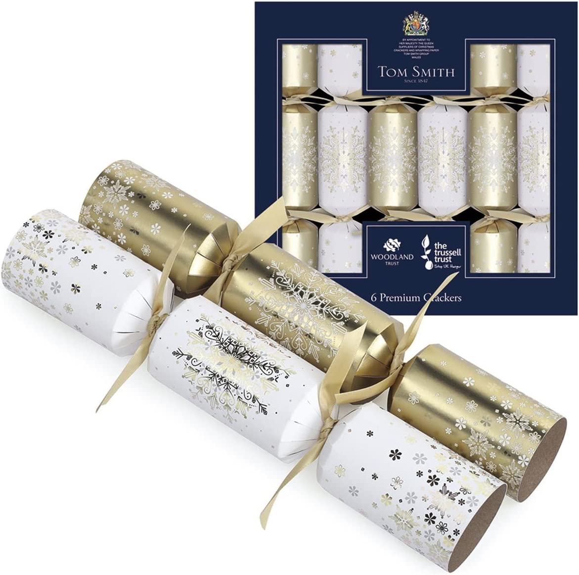 Tom Smith Premium Christmas Crackers Gold & Cream 6-Pack