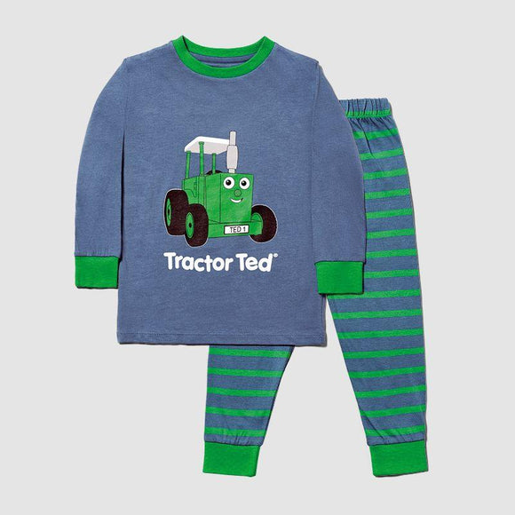 Tractor Ted Stripey PJs - Blue/Green
