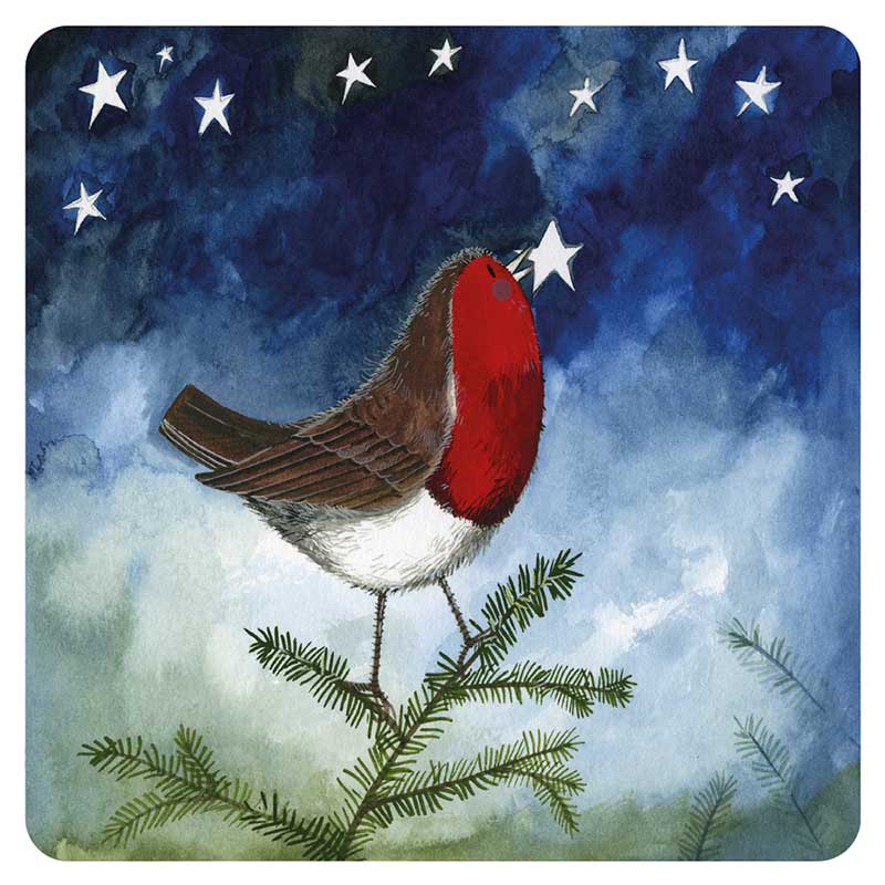 Alex Clark Christmas Robin & Star Coaster