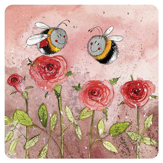 Alex Clark Coaster Bees & Roses Coaster