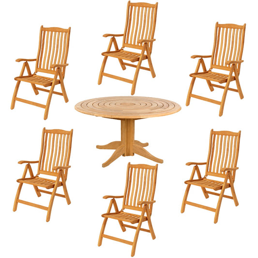 Alexander Rose Roble Bengal Pedestal Table 1.45m with 6 Ascot Chairs