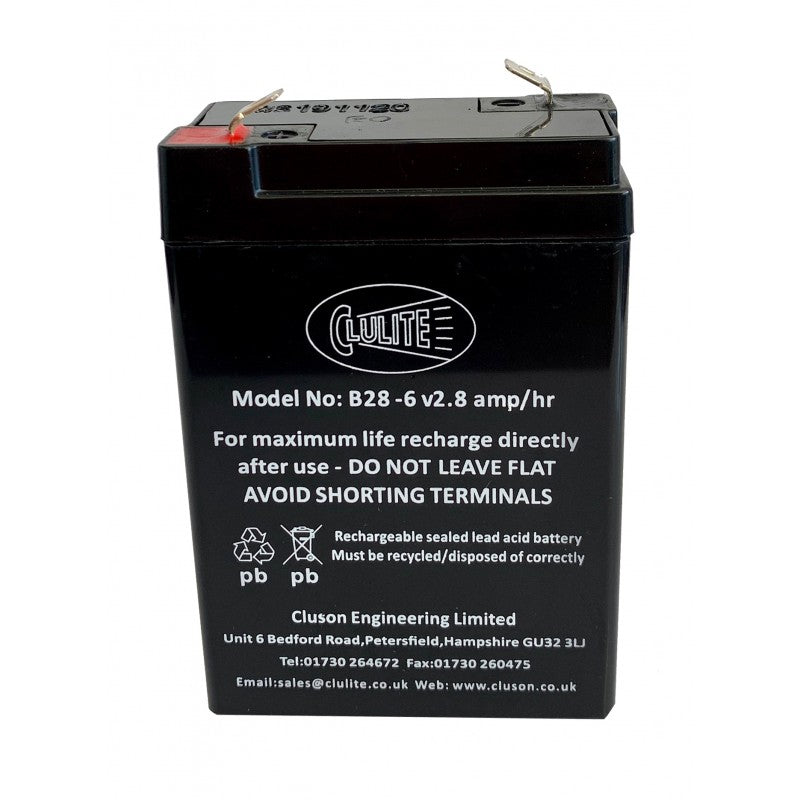 Cluson B28 Battery 6v 2.8amp/hr for CLU13