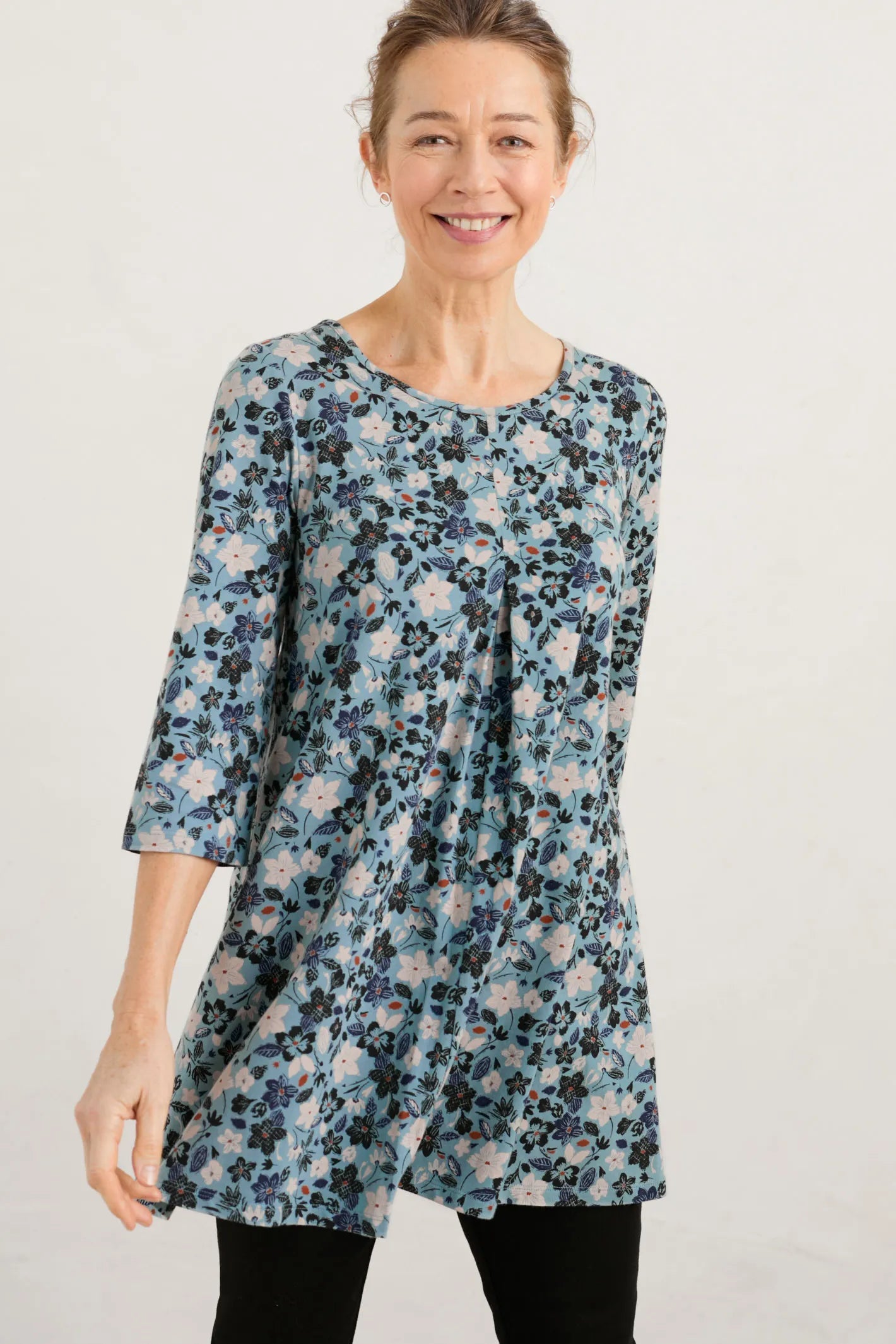 Seasalt Arusha Cotton Jersey Tunic - Wax Resist Floral Enamel