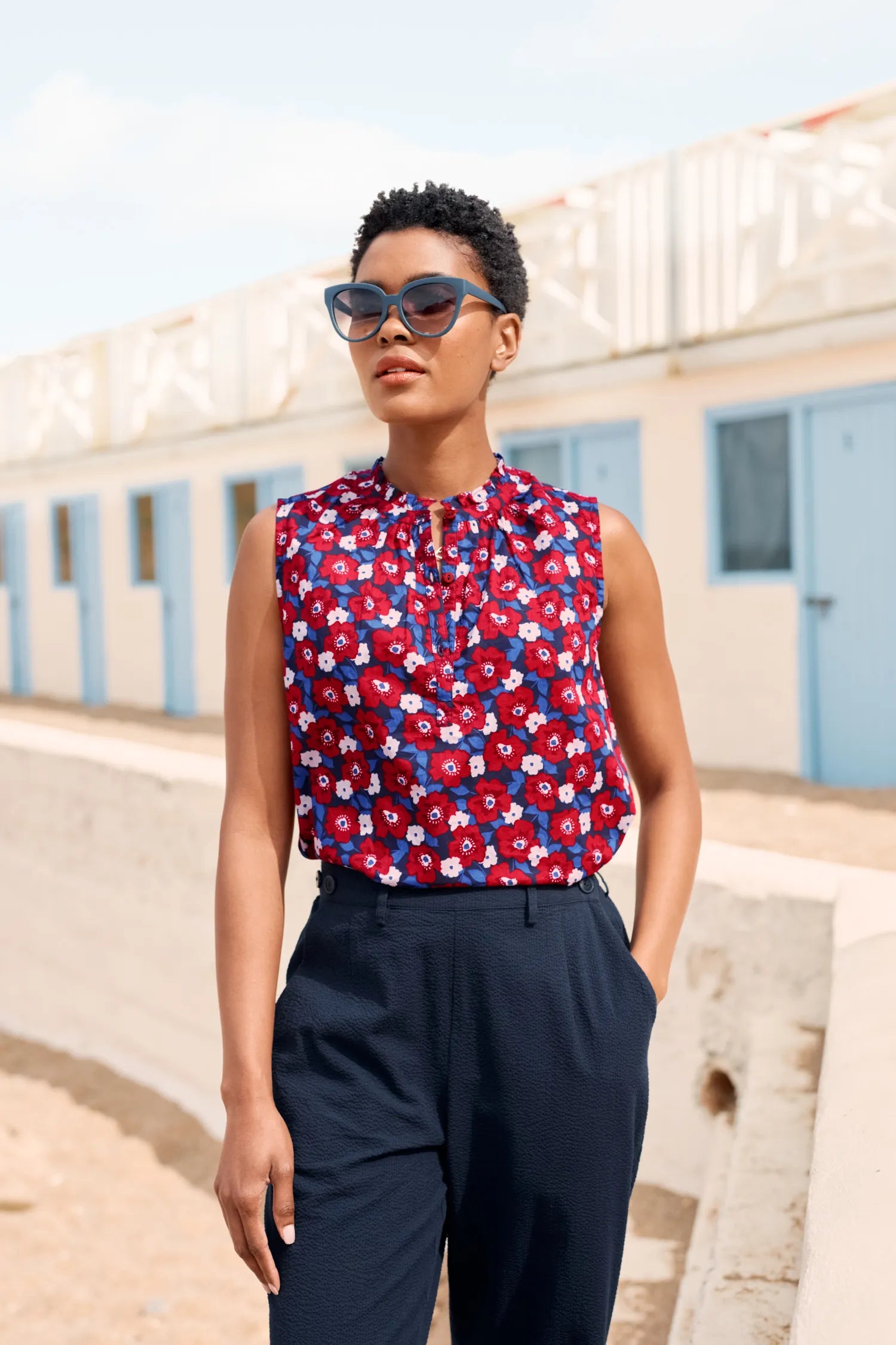 Seasalt Flower Fields Sleeveless Top - Poppy Field Maritime