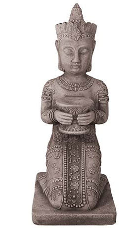 Willowstone Antique Grey Kneeling Buddha With Bowl Medium OR01AG