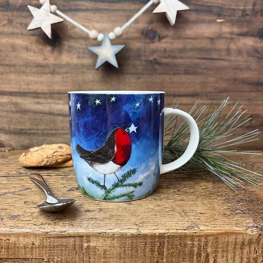 Alex Clark Christmas Robin & Star Mug