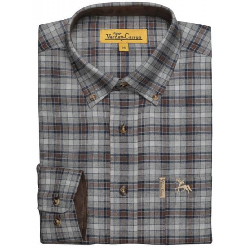 Verney-Carron Orleans Long Sleeve Check Shirt - Brown
