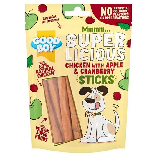 Armitage Good Boy Superlicious Chicken With Apple & Cranberry Sticks 100g