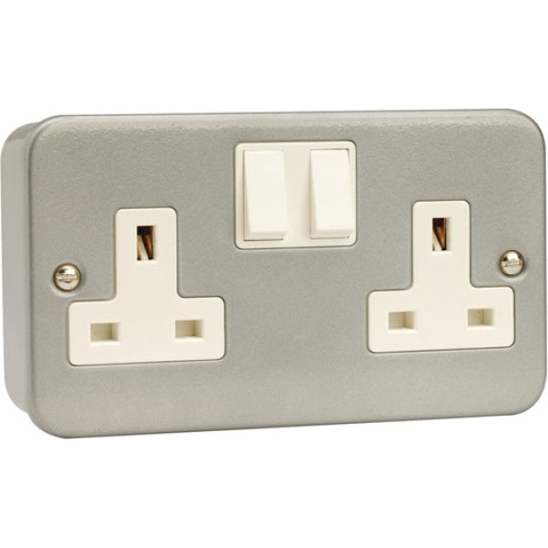 Scolmore 13A 2G DP Metal Clad Switched Socket Outlet