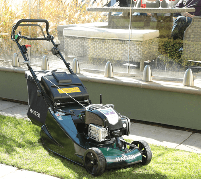 Hayter electric start petrol lawn deals mowers