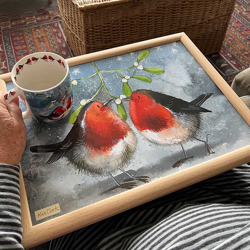 Alex Clark Robin and Mistletoe Lap Tray