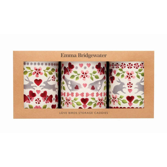 Emma Bridgewater Love Birds Set 3 Caddies