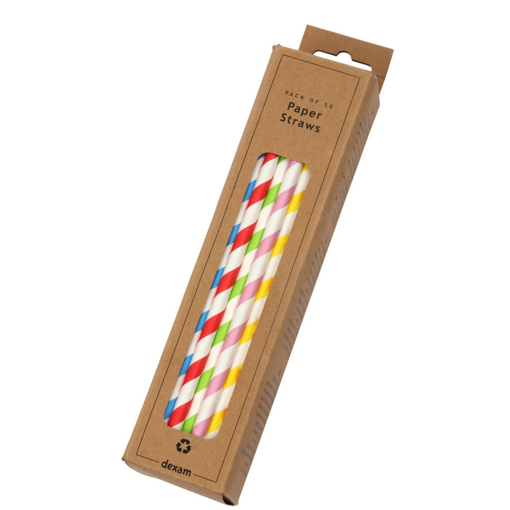 Dexam Paper Straws Striped Pack of 50