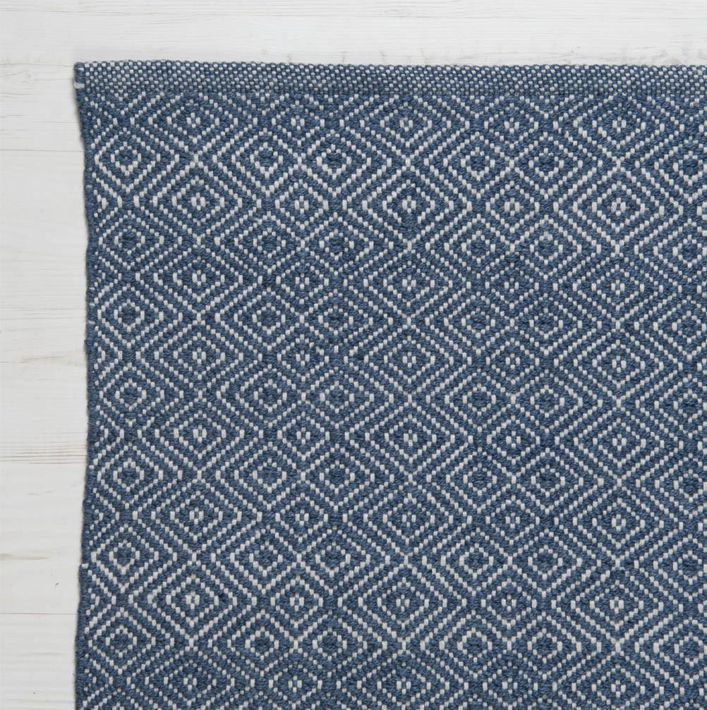 Weaver Green Navy Diamond Runner Rug 240 x 70cm