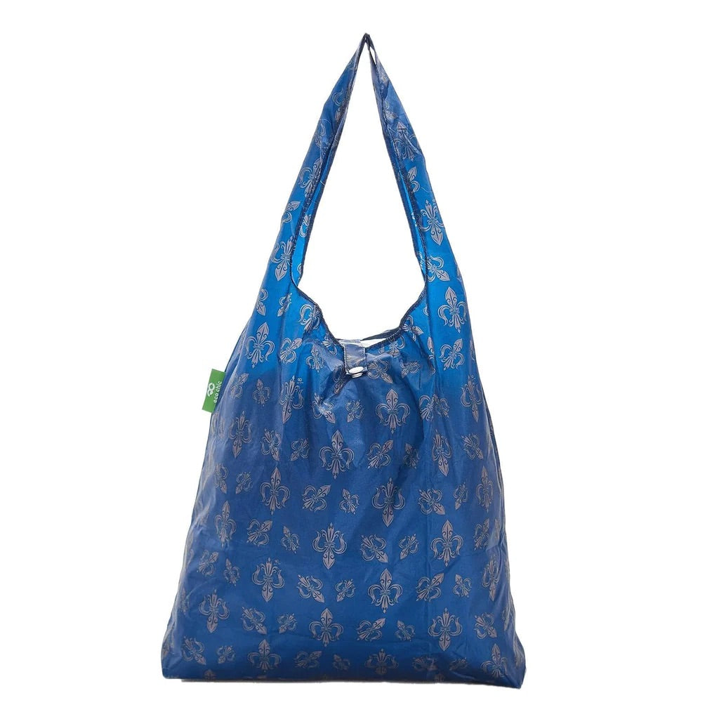 Eco Chic Lightweight Foldable Reusable Shopping Bag Fleur de Lys