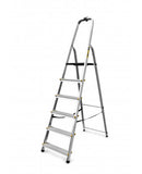 DRABEST - Opvouwbare ladder 7 treden - Aluminium ladder - Stevige opvouwbare ladder met plank en brede treden 120 mm, antislip - Ladder voor thuis en op het werk - belastbaar tot 150 kg