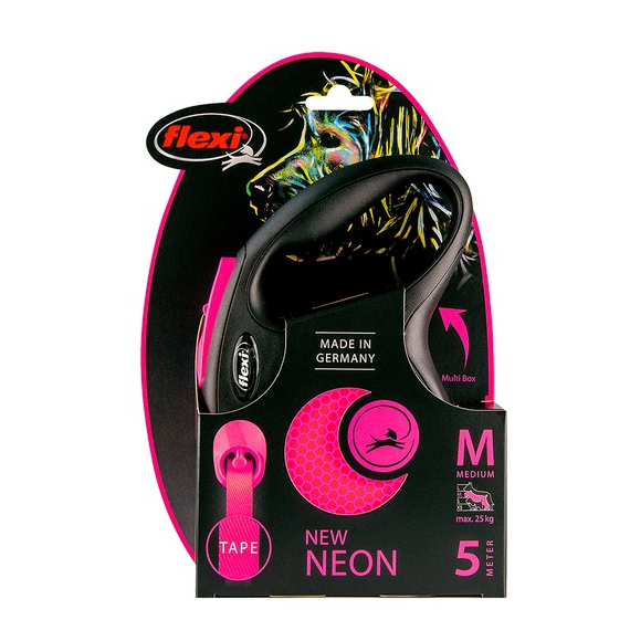 Flexi Lead New Neon Medium Tape 5m Pink
