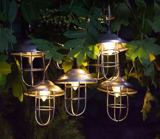 Noma 10 Warm White Solar LED Galvanised Metal Lanterns