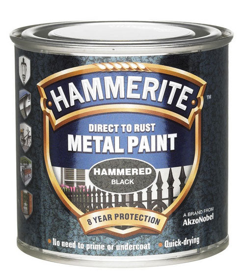 Hammerite Direct To Rust Metal Paint - Hammered Finish In Black 250ml