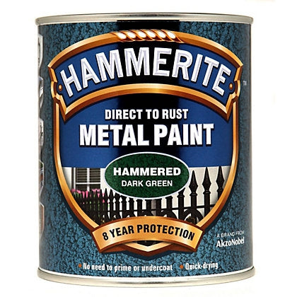 Hammerite Direct To Rust Metal Paint - Hammered Finish In Dark Green 750ml