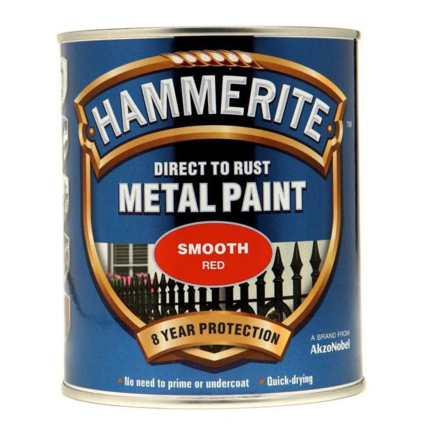Hammerite Direct To Rust Metal Paint - Smooth Finish in Red 750ml