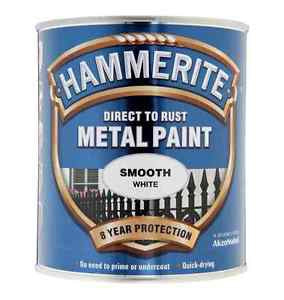Hammerite Direct To Rust Metal Paint - Smooth Finish in White 750ml