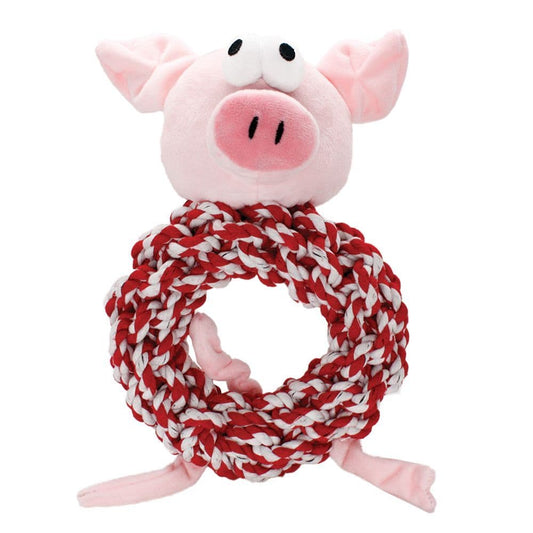Happy Pet Dog Toy Knottie Ring Pig in Blanket