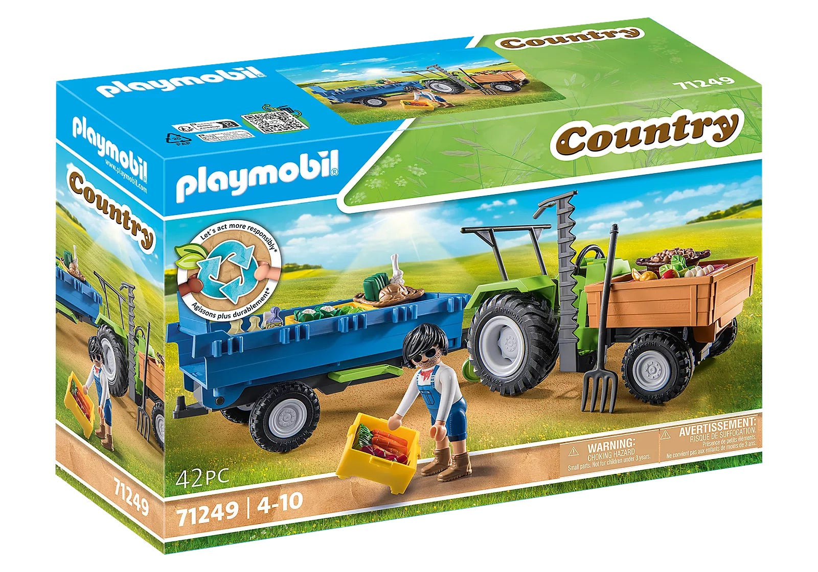 Playmobil Country Tractor with Harvesting Trailer