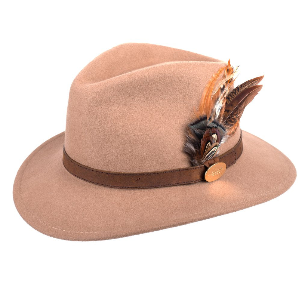 Hicks & Brown Fedora Hat Suffolk Camel Gamebird Feather